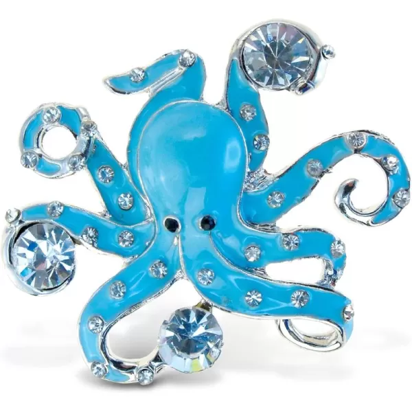 CoTa Global Octopus Sparkling Fridge Magnet  Blue and Silver Fridge Magnets Rhinestone Decor Ocean Decor Cute Fridge Magnets for Whiteboard Locker Accessories and Cute Magnets For Office  2 Inches