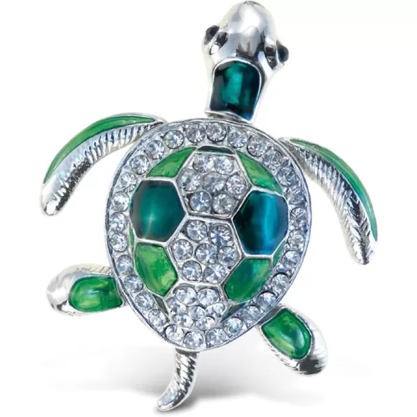 CoTa Global Sea Turtle Sparkling Refrigerator Magnet  Green ampamp Silver Sparkling Rhinestone Crystals Cute Sparkly Ocean Life Magnet For Kitchen Door Fridge Cool Home ampamp Office Novelty Decor 225 Inch