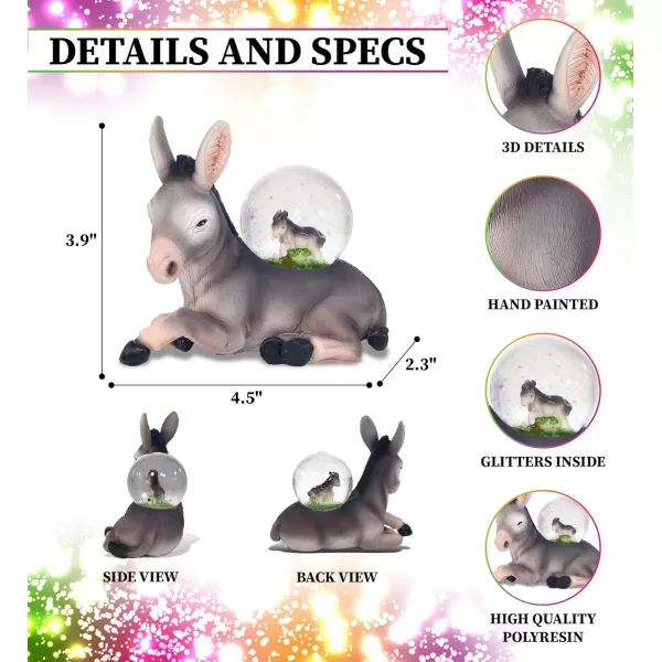 CoTa Global Donkey Snow Globe Decor  Beautiful Pink Sparkle Snow Donkey Figure Decor Unique Snow Globes for Kids and Adults Collectible Glitter Globes Ornament for Home Birthday Christmas  45mm