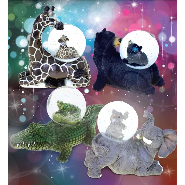 CoTa Global Elephant Giraffe Alligator Black Bear Snow Globe Set of 4  Water Globe Figurines Collectible Novelty Ornament for Home Decor Gift for Birthdays Christmas and Valentine  45mm