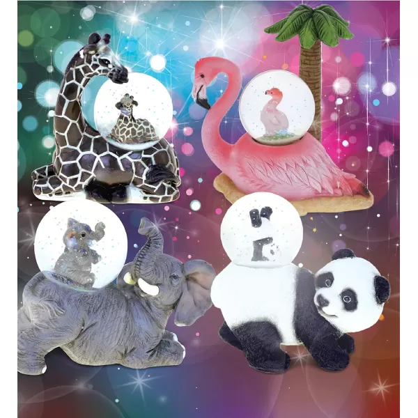 CoTa Global Panda Giraffe Elephant Flamingo Snow Globe Set of 4  Wildlife Water Globe Figurines Collectible Novelty Ornament for Home Decor Gift for Birthdays Christmas and Valentine  45mm
