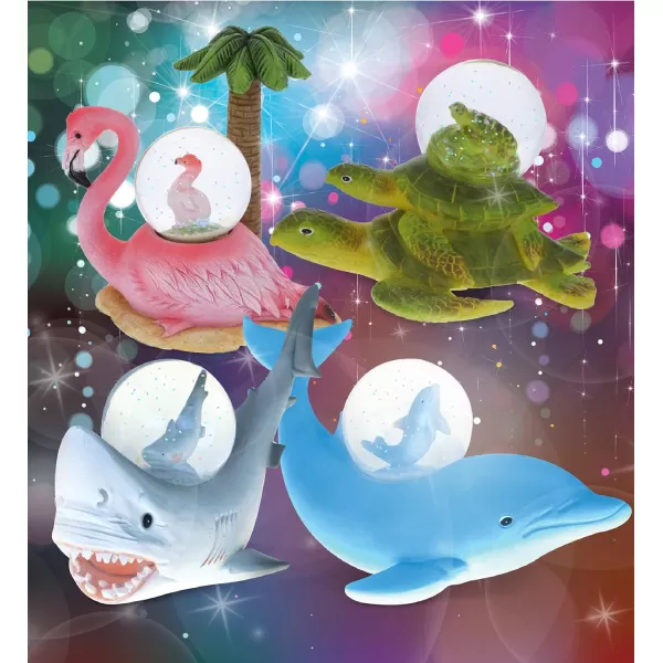 CoTa Global Shark Dolphin Flamingo Sea Turtle Snow Globe Set of 4  Ocean Water Globe Figurines Collectible Novelty Ornament for Home Decor Gift for Birthdays Christmas and Valentine  45mm