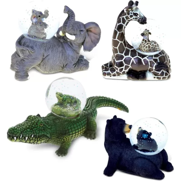 CoTa Global Elephant Giraffe Alligator Black Bear Snow Globe Set of 4  Water Globe Figurines Collectible Novelty Ornament for Home Decor Gift for Birthdays Christmas and Valentine  45mm