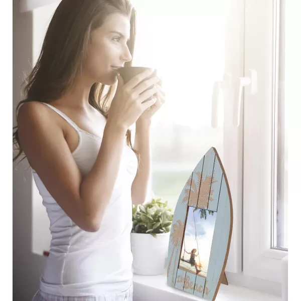 CoTa Global Aqua Palm Boat 4X6 Frame  Blue Distressed Wood Palm Boat Photo Frame for Summer Vacation Memory Handmade Aqua Palm Boat Nautical Picture Frame For Tabletop or Wall Hang  124 InchesBoat Frame 4X6