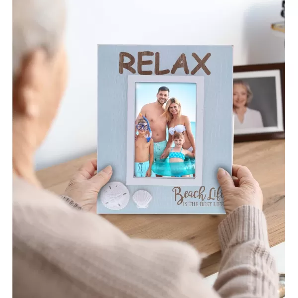 CoTa Global Blue Lagoon 7x5 and 4x6 Beach Frames  Blue Wooden Photo Frames for Summer Vacation Memory Handmade Tropical Sand Nautical Picture Frames for Tabletop or Wall Hang  2 Pieces