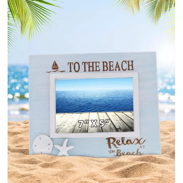 CoTa Global Blue Lagoon Nautical Collection  Handcrafted Blue Wooden Seashell Photo Frame Lighthouse Candle Lantern Holder and Wooden Lighthouse Decoration Set  Handmade Color May Vary  3 Pieces