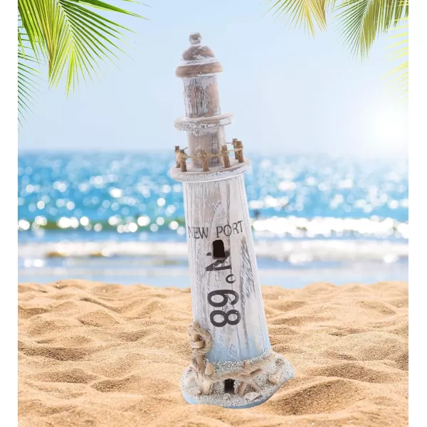 CoTa Global Coastal Horizon Nautical Collection  Handcrafted Wooden Photo Frame Wood Lighthouse Decoration Nautical Jewelry Box Blue Lagoon Candle Lantern Holder Tabletop Accent Decor  4 Pieces