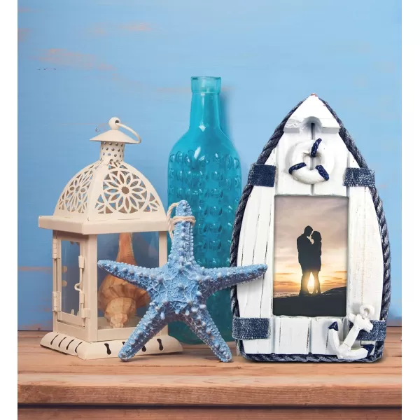Puzzled CoTa Global Boat Beach 2x3 Frame  White Distressed Wood Boat Anchor Photo Frame for Summer Vacation Memory Handmade Beach Sand Nautical Picture Frame For Tabletop or Wall Hang  58 Inch