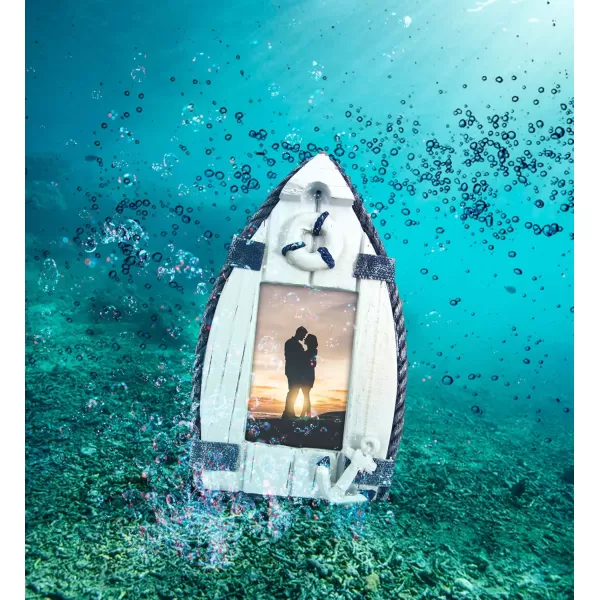 Puzzled CoTa Global Boat Beach 2x3 Frame  White Distressed Wood Boat Anchor Photo Frame for Summer Vacation Memory Handmade Beach Sand Nautical Picture Frame For Tabletop or Wall Hang  58 Inch