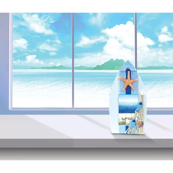 Puzzled CoTa Global Light Blue Stripes Boat Beach 25x35 Frame  Blue Wood Starfish Photo Frame Handmade Boat Beach Nautical Picture Frame For Tabletop or Wall Hang  725 Inches