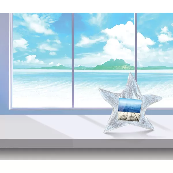 Puzzled CoTa Global Pacific Starfish Beach 35x35 Frame  Star Fish Photo Frame for Summer Vacation Memory Handmade Tropical Seashell Nautical Picture Frame For Tabletop  8 Inches