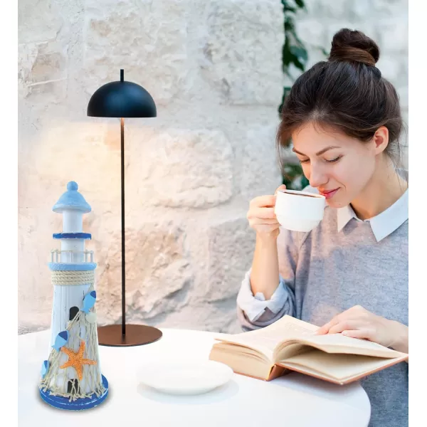 Puzzled Large Light Blue Stripes Lighthouse with Star Fish Nautical Decor