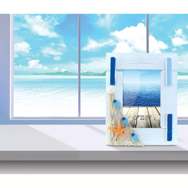 Puzzled Nautical Decor Light Blue Stripes Frame