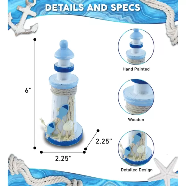 Puzzled Nautical Decor Light Blue Stripes Lighthouse
