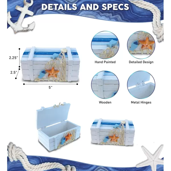 Puzzled Nautical Decor Light Blue Stripes Treasure Box Small Decor