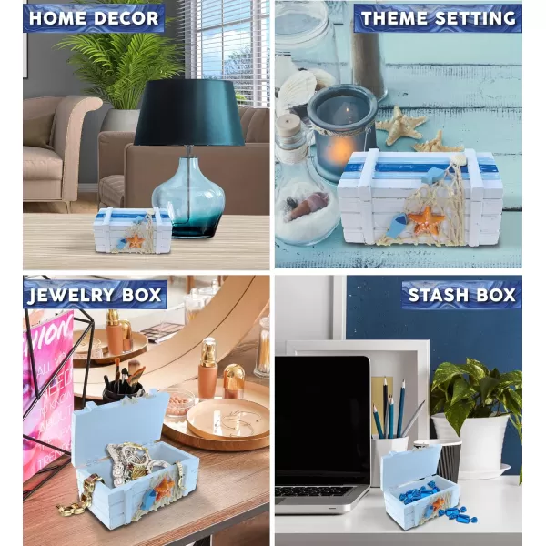 Puzzled Nautical Decor Light Blue Stripes Treasure Box Small Decor
