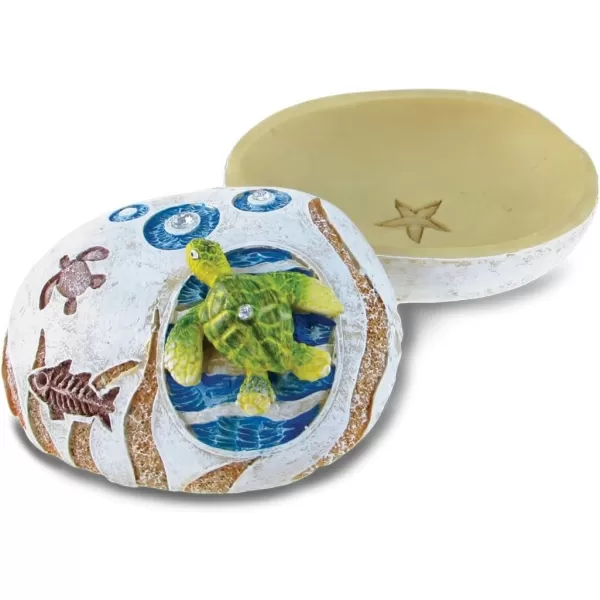 Puzzled Sea Turtle Nautical Stone Trinket Box