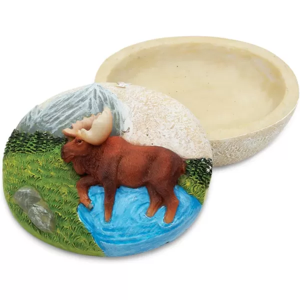 Puzzled Stone Mountain Moose Small Stone Resin Jewelry ampamp Accessories Organizer Keepsake Box 325quot Removable Lid Round Shaped for Rings Necklaces ampamp Trinkets  Wild Life Lodge Home Decor Storage