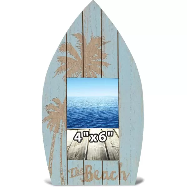 CoTa Global Aqua Palm Boat 4X6 Frame  Blue Distressed Wood Palm Boat Photo Frame for Summer Vacation Memory Handmade Aqua Palm Boat Nautical Picture Frame For Tabletop or Wall Hang  124 InchesBoat Frame 4X6