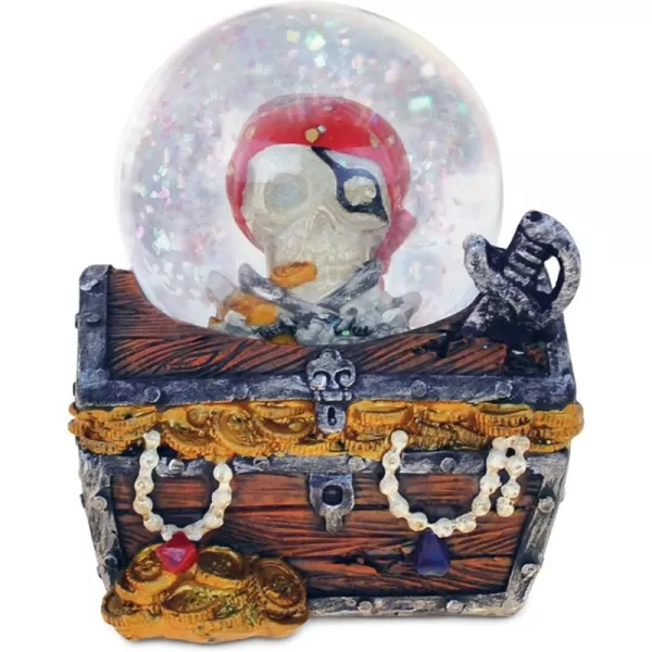 CoTa Global Nautical Island Pirate Treasure Box Figure Intricate Resin Sculpture Pirates Theme Dcor Handcrafted Hand Painted Tabletop Figurine Snow Globe Decoration Home Accent Unique Gift Souvenir
