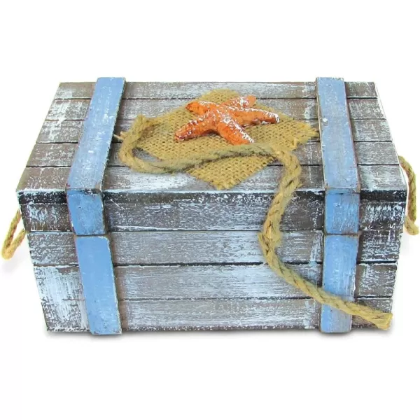 Puzzled COTA Global Pacific Large Wooden Jewelry Box  Handcrafted Nautical Trinket with Starfish and Nautical Rope Decorations Accent Tabletop Home Decor Jewelry Storage  625 Inch