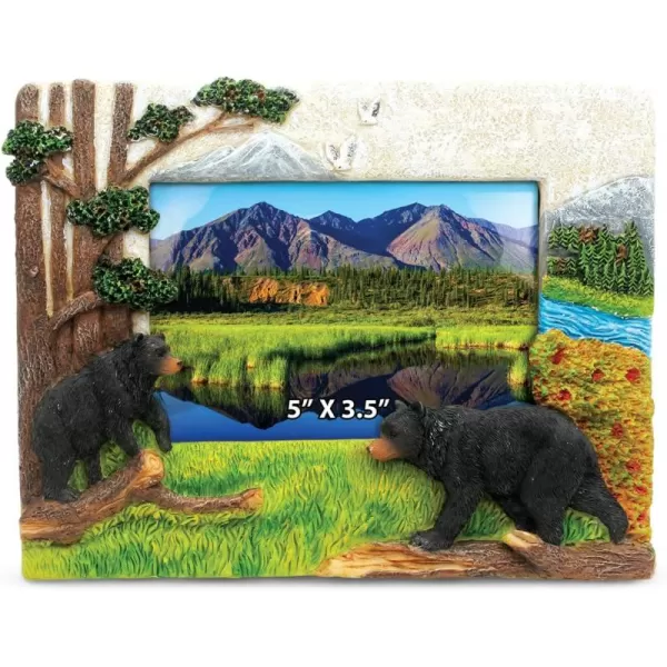 Puzzled CoTa Global Black Bear 5quot x 35quot Photo Frame Handcrafted Resin Picture Holder wEasel Back Animal in Forest Novelty Jungle Theme Frame Polyresin Frame