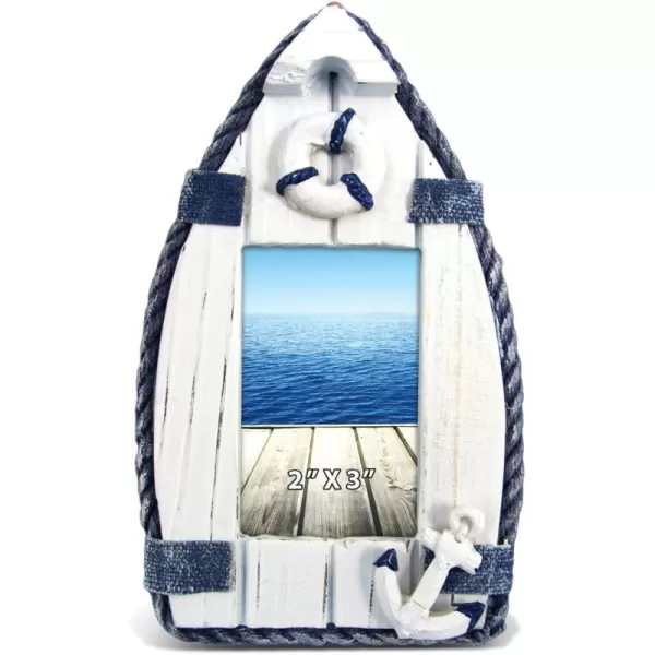 Puzzled CoTa Global Boat Beach 2x3 Frame  White Distressed Wood Boat Anchor Photo Frame for Summer Vacation Memory Handmade Beach Sand Nautical Picture Frame For Tabletop or Wall Hang  58 Inch