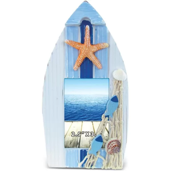 Puzzled CoTa Global Light Blue Stripes Boat Beach 25x35 Frame  Blue Wood Starfish Photo Frame Handmade Boat Beach Nautical Picture Frame For Tabletop or Wall Hang  725 Inches