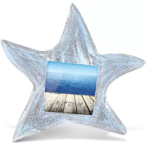 Puzzled CoTa Global Pacific Starfish Beach 35x35 Frame  Star Fish Photo Frame for Summer Vacation Memory Handmade Tropical Seashell Nautical Picture Frame For Tabletop  8 Inches