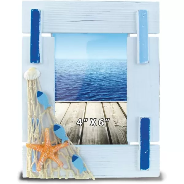 Puzzled Nautical Decor Light Blue Stripes Frame