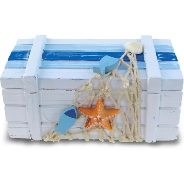 Puzzled Nautical Decor Light Blue Stripes Treasure Box Small Decor