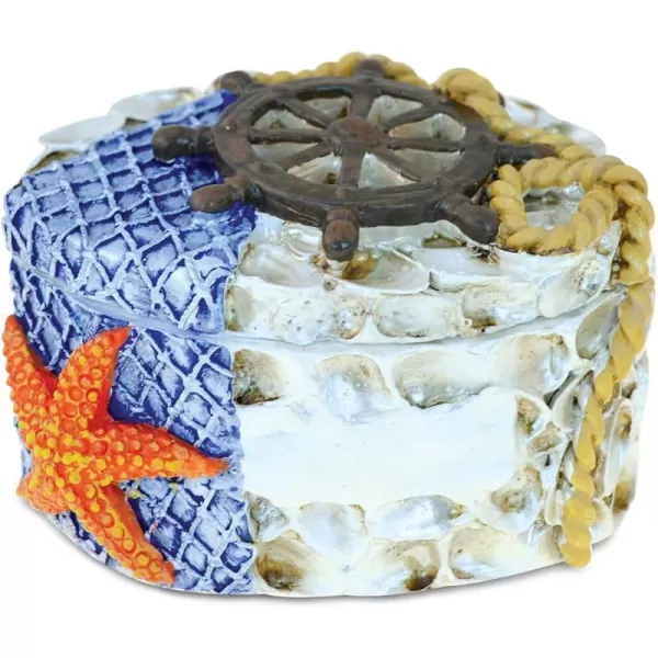 Puzzled Resin Seashell with Starfish Jewelry Box 2 Inch Figurine Intricate ampamp Meticulous Detailing Art Handcrafted Trinket Accessory Storage Tabletop Accent Home Dcor