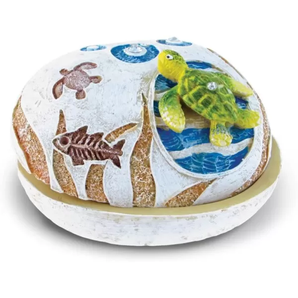 Puzzled Sea Turtle Nautical Stone Trinket Box
