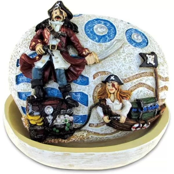Puzzled Stone Pirate Couple Small Stone Resin Jewelry ampamp Accessories Organizer Keepsake Box 325quot Removable Lid Round Shaped for Rings Necklaces ampamp Trinkets