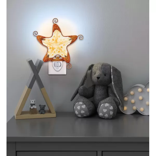 CoTa Global Ocean Life Night Lights  Dolphin Sea Turtle Starfish Octopus Home Decor Wall Plug in Night Lights with Switch Handmade Metal Glass Nightlights  4 Pcs Set