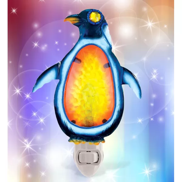 CoTa Global Ocean Life Night Lights  Frog Flamingo Shark and Penguin Home Dcor Wall Plug in Night Lights with Switch Decorative Hand Made Metal Glass Nightlights for Home  4 PIeces Pack