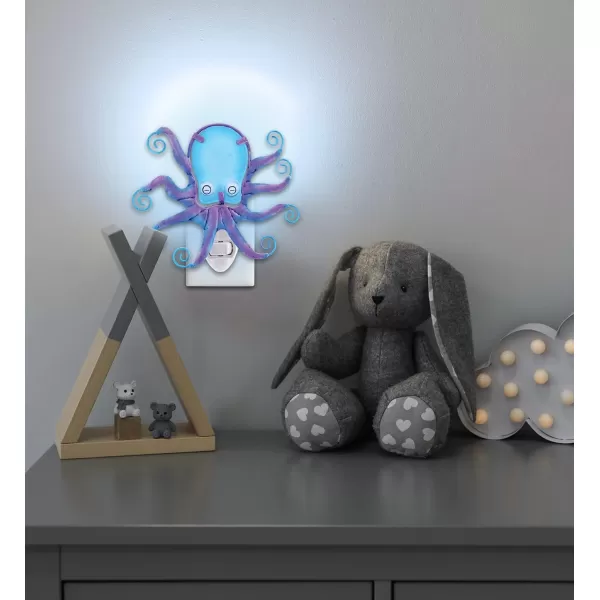 CoTa Global Ocean Life Night Lights  Sea Horse Dolphin Shark Octopus Home Decor Wall Plug in Night Lights with Switch Decorative Metal Glass Nightlights for Bathroom Bedroom  4 Pcs Set