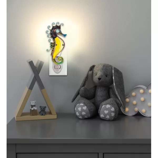 CoTa Global Ocean Life Night Lights  Sea Horse Shell Shark and Starfish Home Decor Wall Plug in Night Lights with Switch Decorative Hand Made Metal Glass Nightlights for Home  4 Pcs Set