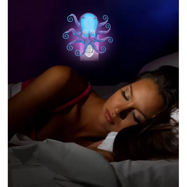 CoTa Global Ocean Life Night Lights Set  Dolphin Penguin Starfish and Octopus Home Decor Wall Plug in Night Lights with Switch Decorative Hand Made Metal Glass Nightlights for Home  4 Pack