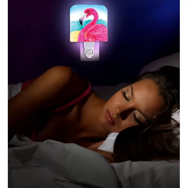 CoTa Global Ocean Life Night Lights  Shell Flamingo Mermaid Sea Horse Home Decor Wall Plug in Night Lights with Switch Decorative Metal Glass Nightlights for Bathroom Bedroom  4 Pcs Set