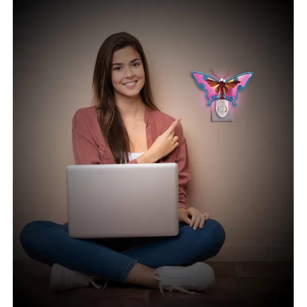 CoTa Global Wildlife Nightlights  Butterfly Owl Flamingo Sloth Home Decor Wall Plug in Night Lights with Switch Decorative Metal Glass Nightlights for Bathroom Kitchen Bedroom  4 Pcs Set