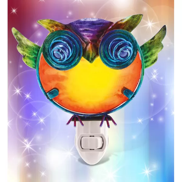 CoTa Global Wildlife Nightlights  Butterfly Owl Flamingo Sloth Home Decor Wall Plug in Night Lights with Switch Decorative Metal Glass Nightlights for Bathroom Kitchen Bedroom  4 Pcs Set