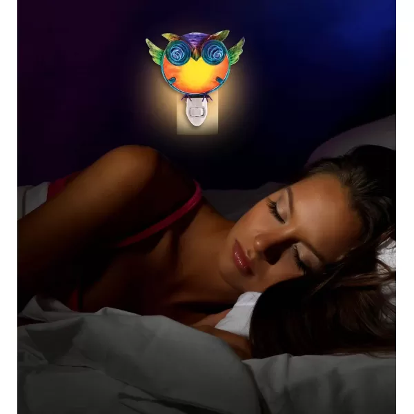 CoTa Global Wildlife Nightlights  Owl Elephant Monkey Sloth Home Decor Wall Plug in Night Lights with Switch Decorative Metal Glass Nightlights for Bathroom Nursery Bedroom  4 Pieces Set