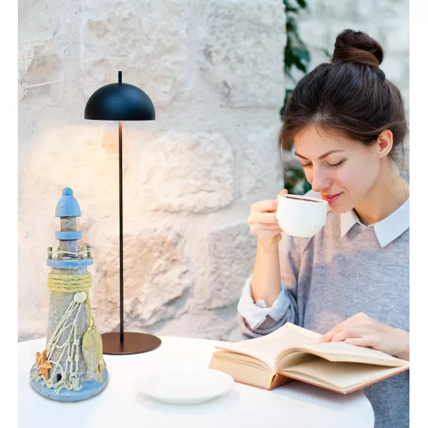 Puzzled COTA Global Pacific Lighthouse Decor  Handmade and Crafted Wooden Lighthouse Decoration with Fish and Starfish Decorative Beach Style Tabletop Centerpiece  8 Inches