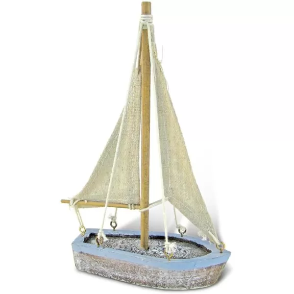 Puzzled COTA Global Small Pacific Sailboat Decor  Handmade Wooden Boat Decor Cute Beach Style Model Sail Boat Decorations Nautical Themed Table Top Decor  65 Inches