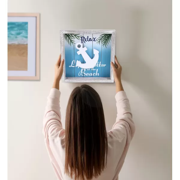 CoTa Global Aqua Sky Wall Anchor Relax Hanging Sign  Handmade and Crafted Wooden Anchor Sing with Hang Mount Nautical Themed Home Decor Relax Wall Anchor Coastal Ornament