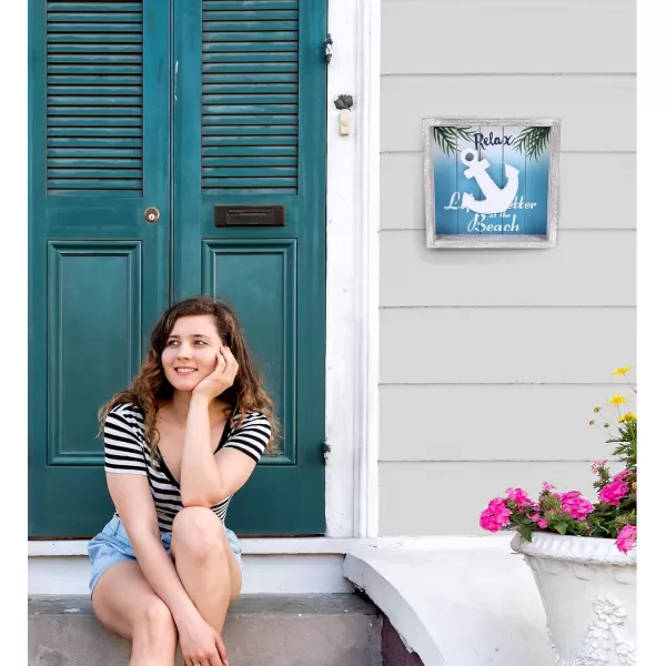 CoTa Global Aqua Sky Wall Anchor Relax Hanging Sign  Handmade and Crafted Wooden Anchor Sing with Hang Mount Nautical Themed Home Decor Relax Wall Anchor Coastal Ornament