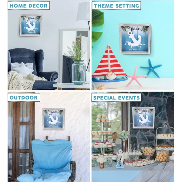 CoTa Global Aqua Sky Wall Anchor Relax Hanging Sign  Handmade and Crafted Wooden Anchor Sing with Hang Mount Nautical Themed Home Decor Relax Wall Anchor Coastal Ornament
