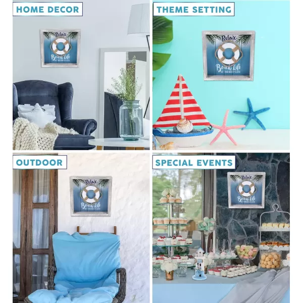 CoTa Global Aqua Sky Wall Life Ring Relax Hanging Sign  Handmade and Crafted Wooden Life Ring Sign with Hang Mount Nautical Themed Home Decor  Handmade Color May Vary