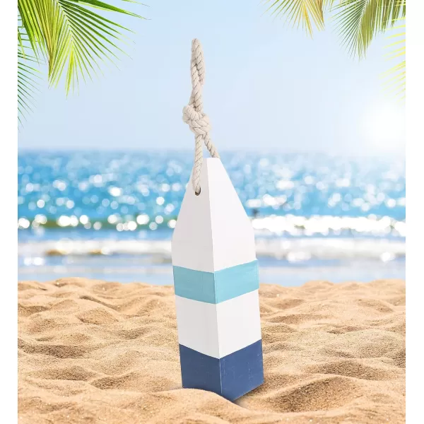 CoTa Global Blue Mist Buoy Nautical Decor  Handcrafted Nautical Decor Wooden Buoy with Rope Hanger Ocean Decor Wood Sculpture Hanging Wall Beach Decorations for Home and Bathroom  105 Inch